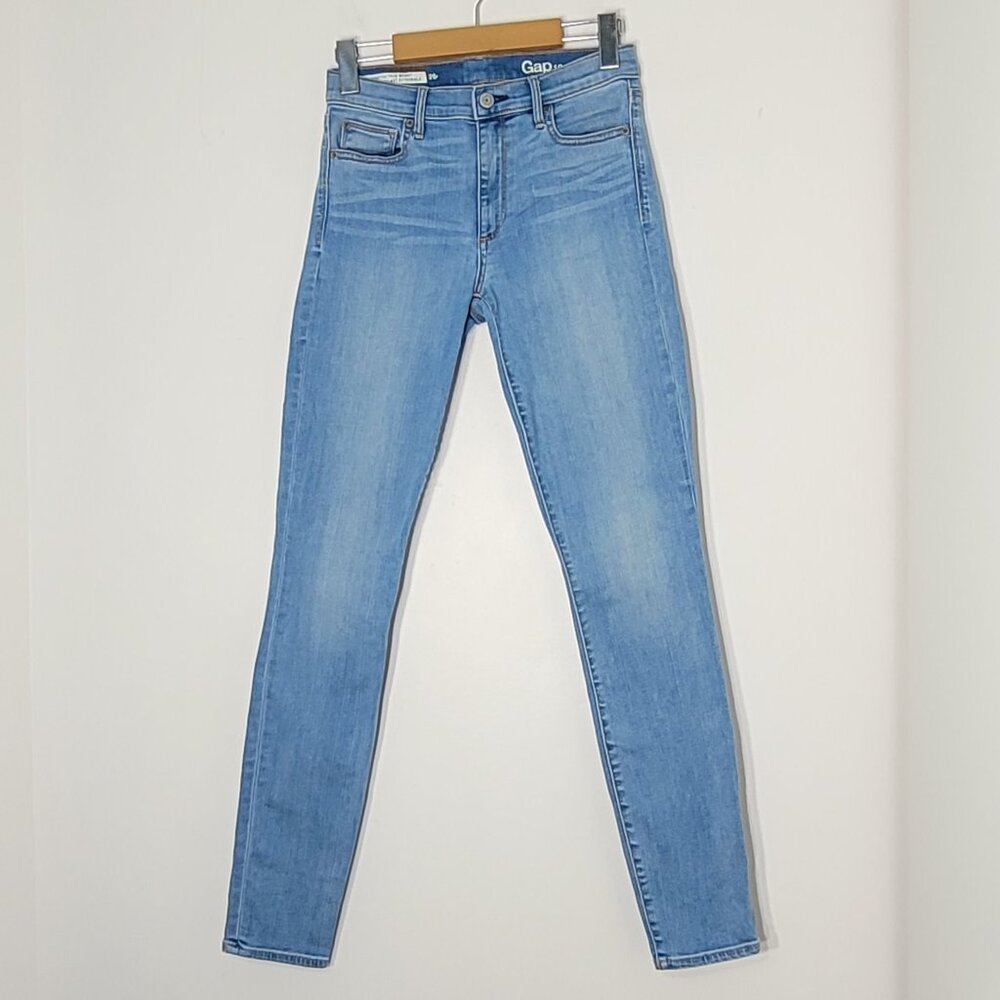 🛍️ GAP 1969 Light Blue Denim High Rise Stretch True Skinny Jeans Cotton Blend
